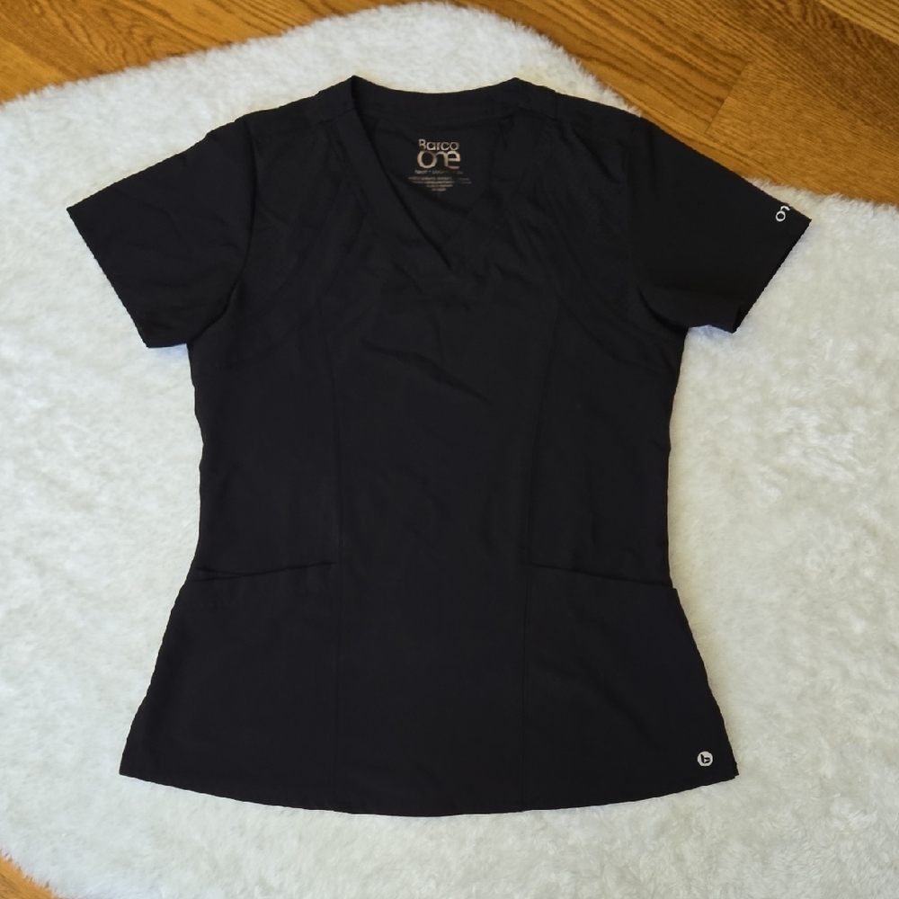 Barco One Black Scrub Top, Womens Size Small